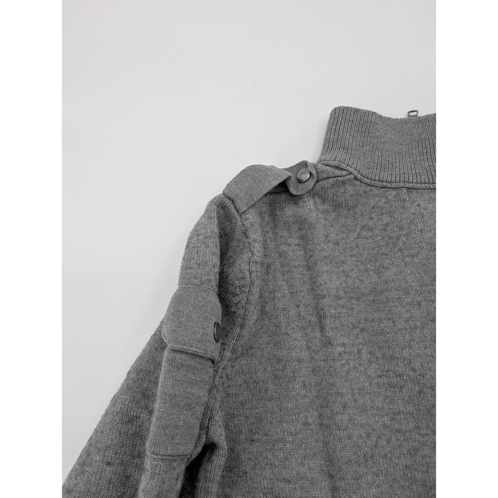 Banana Republic Mock Neck Sweater Mens XL Grey Italian Wool Military Epaulets - Picture 9 of 10